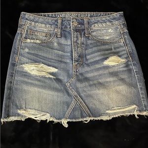 Distressed Denim Mini Skirt
